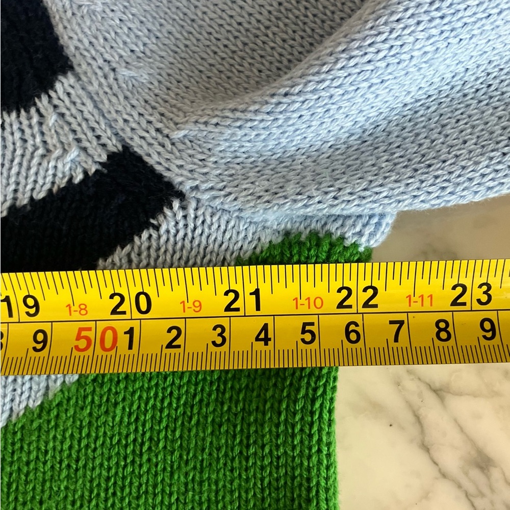 EUC Shopbop BOP BASICS Cotton Chevron Vintage Varsity Sweater Size M Blue/Green - Picture 7 of 12